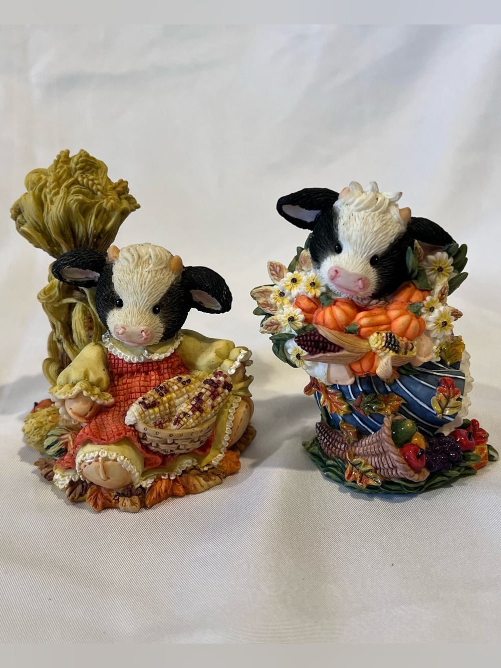 Mary’s Moo Moos Enesco Cow Figurine Set 1995 1999 Harvest Fall Farmhouse